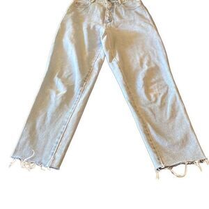 Vintage Sostanza Light Blue Wash High Rise Straight Leg Raw Hem Mom Jeans‎ 7/8
